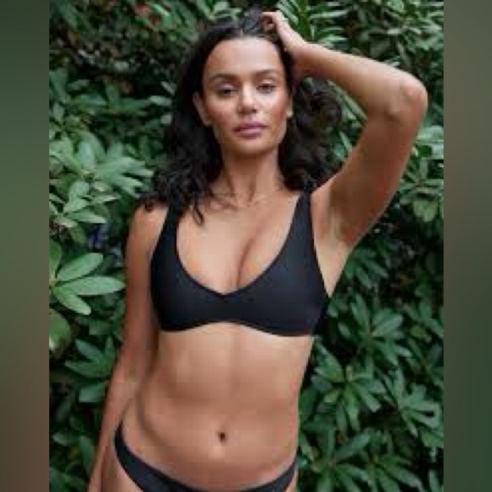 Aerie Black plunge neck Bikini Top